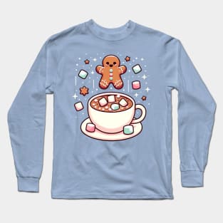 cute gingerbread cookies and hot chocolate Long Sleeve T-Shirt